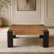 Kisa 44" Square Coffee Table | Sandblasted Block Legs | Coffee Brown Mango Wood By The Urban Port