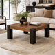 Kisa 44" Square Coffee Table | Sandblasted Block Legs | Coffee Brown Mango Wood By The Urban Port