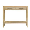 Unya 36" Sofa Console Table w Shelf | 2 Drawers | Natural Brown Mango Wood | Organic Decor By The Urban Port