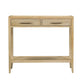 Unya 36" Sofa Console Table w Shelf | 2 Drawers | Natural Brown Mango Wood | Organic Decor By The Urban Port