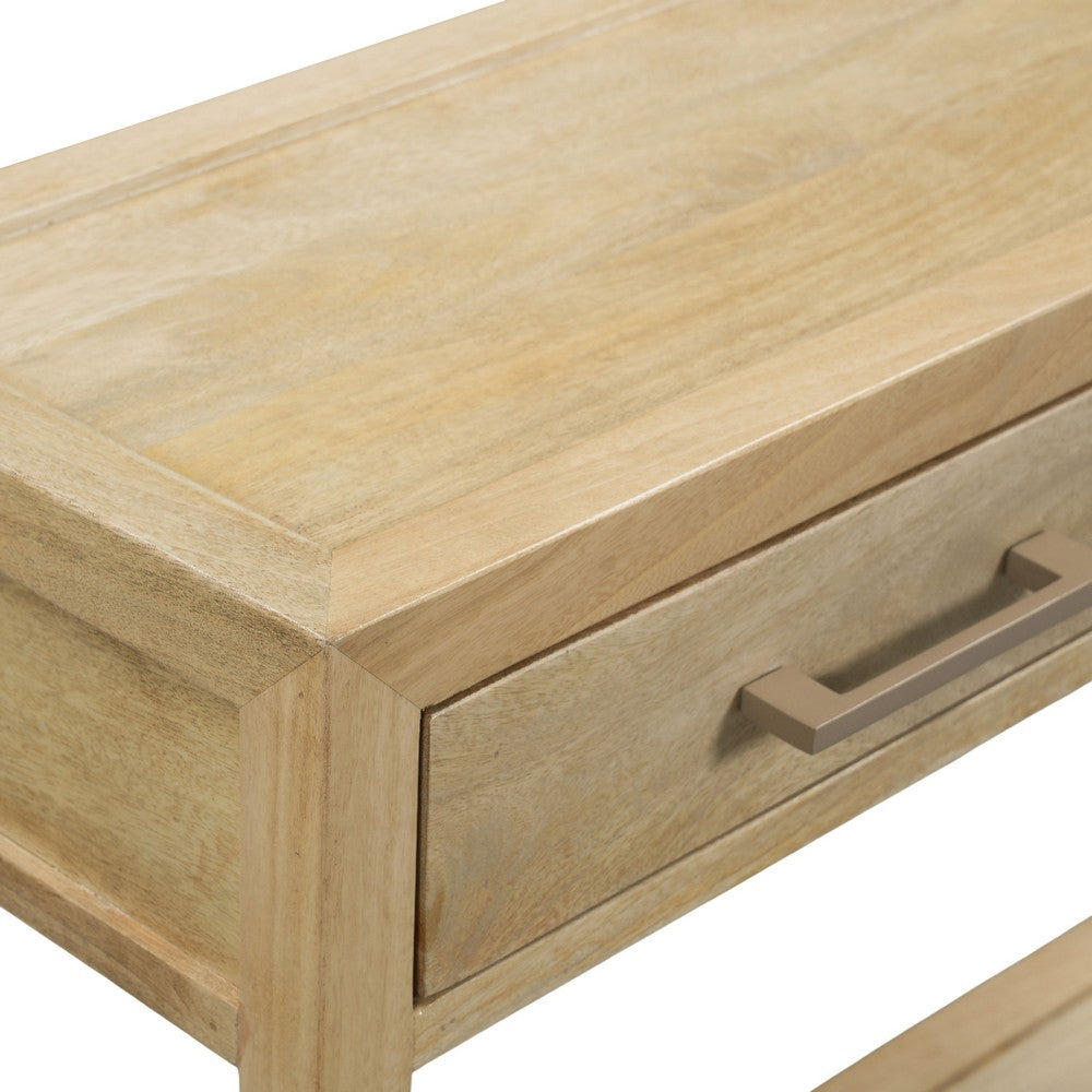 Unya 36" Sofa Console Table w Shelf | 2 Drawers | Natural Brown Mango Wood | Organic Decor By The Urban Port