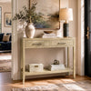 Unya 36" Sofa Console Table w Shelf | 2 Drawers | Natural Brown Mango Wood | Organic Decor By The Urban Port