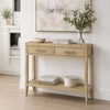 Unya 36" Sofa Console Table w Shelf | 2 Drawers | Natural Brown Mango Wood | Organic Decor By The Urban Port