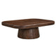Lori 45 Inch Coffee Table | Drum Pedestal Base | Sandblasted Dark Walnut Brown | Acacia Wood By The Urban Port