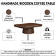 Lori 45 Inch Coffee Table | Drum Pedestal Base | Sandblasted Dark Walnut Brown | Acacia Wood By The Urban Port