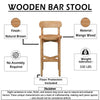Maona Bar Stool Chair with Round Seat | Curved Open Back | Natural Brown Mango Wood By The Urban Port