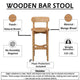 Maona Bar Stool Chair with Round Seat | Curved Open Back | Natural Brown Mango Wood By The Urban Port