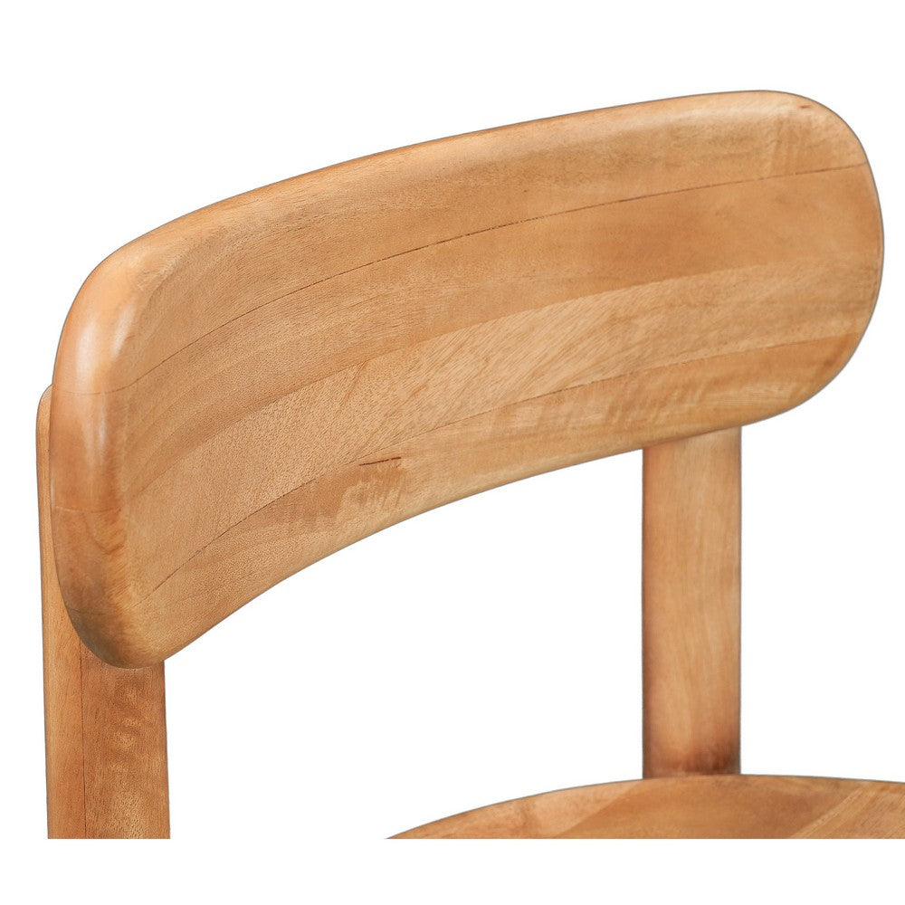 Maona Counter Stool Chair with Round Seat | Curved Open Back | Natural Brown Mango Wood By The Urban Port
