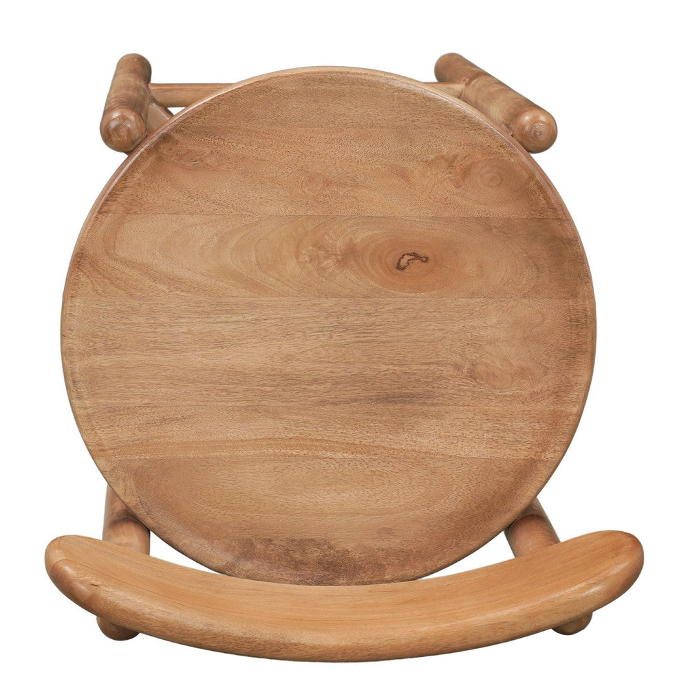Maona Counter Stool Chair with Round Seat | Curved Open Back | Natural Brown Mango Wood By The Urban Port