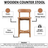 Maona Counter Stool Chair with Round Seat | Curved Open Back | Natural Brown Mango Wood By The Urban Port