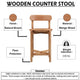 Maona Counter Stool Chair with Round Seat | Curved Open Back | Natural Brown Mango Wood By The Urban Port