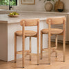 Maona Counter Stool Chair with Round Seat | Curved Open Back | Natural Brown Mango Wood By The Urban Port