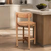 Maona Counter Stool Chair with Round Seat | Curved Open Back | Natural Brown Mango Wood By The Urban Port