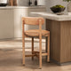 Maona Counter Stool Chair with Round Seat | Curved Open Back | Natural Brown Mango Wood By The Urban Port