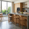 Maona Counter Stool Chair with Round Seat | Curved Open Back | Natural Brown Mango Wood By The Urban Port