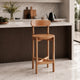 Maona Counter Stool Chair with Round Seat | Curved Open Back | Natural Brown Mango Wood By The Urban Port