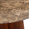 Zena 47 " Round Dining Table | Spanish Emperador Marble Top | Brown Mango Wood Cross Legs By The Urban Port