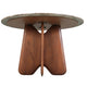 Zena 47 " Round Dining Table | Spanish Emperador Marble Top | Brown Mango Wood Cross Legs By The Urban Port