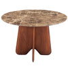 Zena 47 " Round Dining Table | Spanish Emperador Marble Top | Brown Mango Wood Cross Legs By The Urban Port