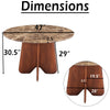 Zena 47 " Round Dining Table | Spanish Emperador Marble Top | Brown Mango Wood Cross Legs By The Urban Port