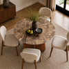 Zena 47 " Round Dining Table | Spanish Emperador Marble Top | Brown Mango Wood Cross Legs By The Urban Port