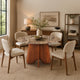 Zena 47 " Round Dining Table | Spanish Emperador Marble Top | Brown Mango Wood Cross Legs By The Urban Port