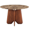 Zena 47 " Round Dining Table | Spanish Emperador Marble Top | Brown Mango Wood Cross Legs By The Urban Port