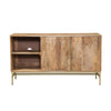 Lysa 50 Inch Sideboard Buffet Cabinet with Open Shelves | Gold Iron Base | Natural Brown Mango Wood | Organic Modern By The Urban Port