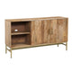 Lysa 50 Inch Sideboard Buffet Cabinet with Open Shelves | Gold Iron Base | Natural Brown Mango Wood | Organic Modern By The Urban Port