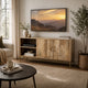 Lysa 50 Inch Sideboard Buffet Cabinet with Open Shelves | Gold Iron Base | Natural Brown Mango Wood | Organic Modern By The Urban Port