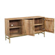 Lysa 50 Inch Sideboard Buffet Cabinet with Open Shelves | Gold Iron Base | Natural Brown Mango Wood | Organic Modern By The Urban Port