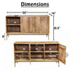 Lysa 50 Inch Sideboard Buffet Cabinet with Open Shelves | Gold Iron Base | Natural Brown Mango Wood | Organic Modern By The Urban Port