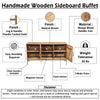 Lysa 50 Inch Sideboard Buffet Cabinet with Open Shelves | Gold Iron Base | Natural Brown Mango Wood | Organic Modern By The Urban Port