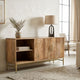 Lysa 50 Inch Sideboard Buffet Cabinet with Open Shelves | Gold Iron Base | Natural Brown Mango Wood | Organic Modern By The Urban Port