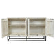 Seya 4 Door Sideboard Console | Fluted Front | Antique White Mango Wood | Black Iron Base | 60 " By The Urban Port