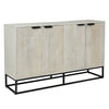 Seya 4 Door Sideboard Console | Fluted Front | Antique White Mango Wood | Black Iron Base | 60 " By The Urban Port