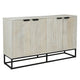 Seya 4 Door Sideboard Console | Fluted Front | Antique White Mango Wood | Black Iron Base | 60 " By The Urban Port