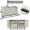 Seya 4 Door Sideboard Console | Fluted Front | Antique White Mango Wood | Black Iron Base | 60 " By The Urban Port