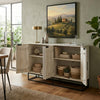 Seya 4 Door Sideboard Console | Fluted Front | Antique White Mango Wood | Black Iron Base | 60 " By The Urban Port