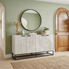 Seya 4 Door Sideboard Console | Fluted Front | Antique White Mango Wood | Black Iron Base | 60 " By The Urban Port