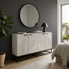 Seya 4 Door Sideboard Console | Fluted Front | Antique White Mango Wood | Black Iron Base | 60 " By The Urban Port