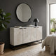Seya 4 Door Sideboard Console | Fluted Front | Antique White Mango Wood | Black Iron Base | 60 " By The Urban Port