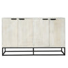Seya 4 Door Sideboard Console | Fluted Front | Antique White Mango Wood | Black Iron Base | 60 " By The Urban Port