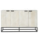 Seya 4 Door Sideboard Console | Fluted Front | Antique White Mango Wood | Black Iron Base | 60 " By The Urban Port