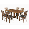 Hosa 7pc Rectangular Dining Table Set, Faux Leather Seats, Brown Mango Wood By The Urban Port