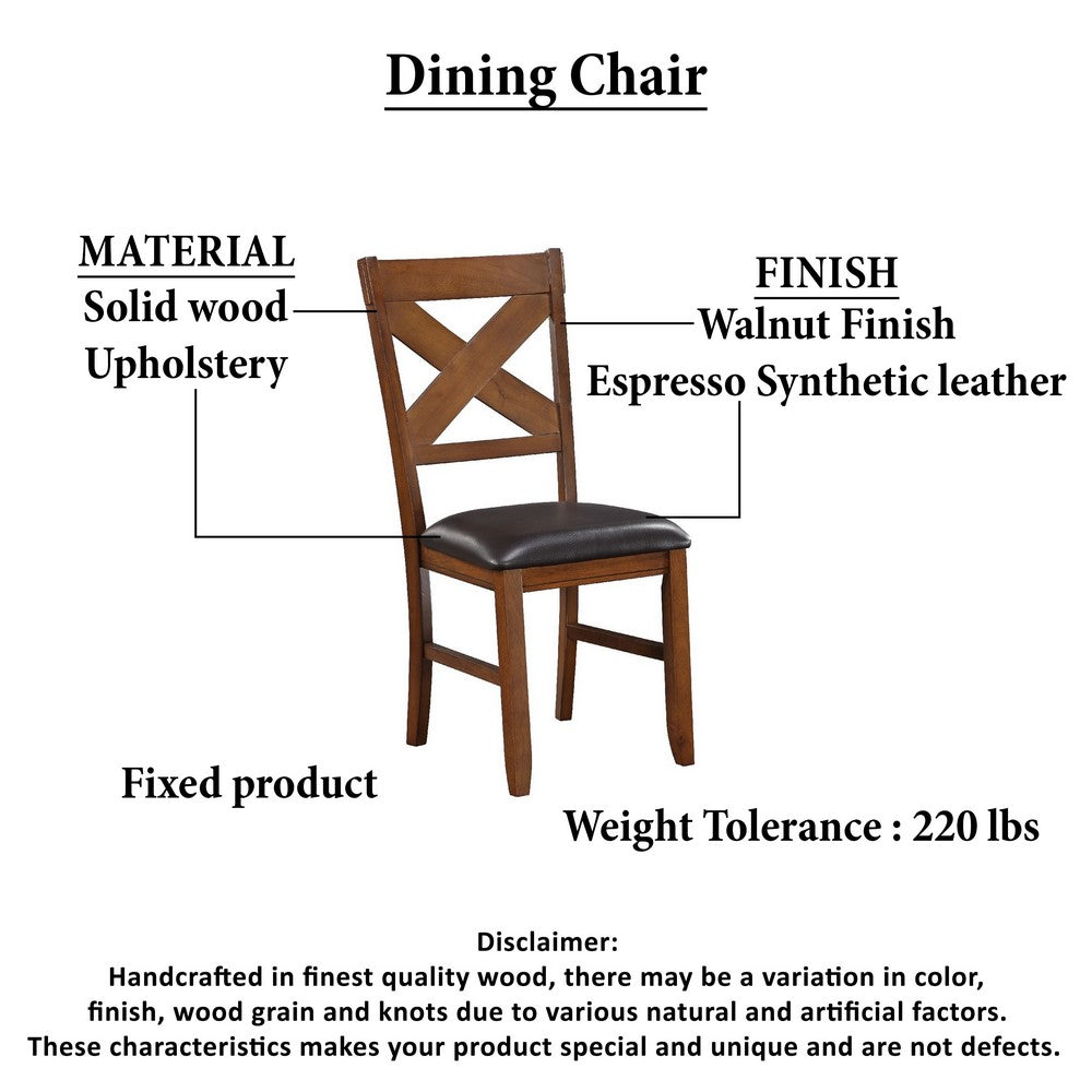Hosa 7pc Rectangular Dining Table Set, Faux Leather Seats, Brown Mango Wood By The Urban Port