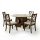 Jesa 5pc Round Dining Table Set, White Botticino Italian Marble, Walnut Brown By The Urban Port