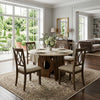 Jesa 5pc Round Dining Table Set, White Botticino Italian Marble, Walnut Brown By The Urban Port