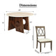 Jesa 5pc Round Dining Table Set, White Botticino Italian Marble, Walnut Brown By The Urban Port