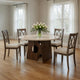 Jesa 5pc Round Dining Table Set, White Botticino Italian Marble, Walnut Brown By The Urban Port